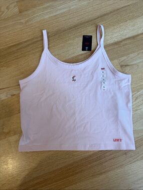 Levi's Pink Floral Embroidered Cropped Tank Top